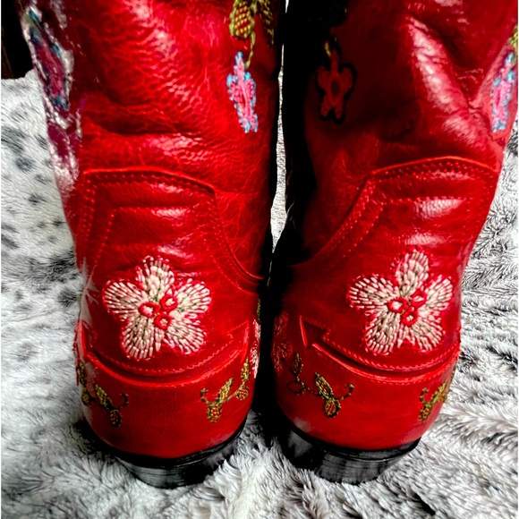 Vintage OLD GRINGO Red Leather Floral Embroidered Western Boots SZ 10B EUC - Picture 8 of 10